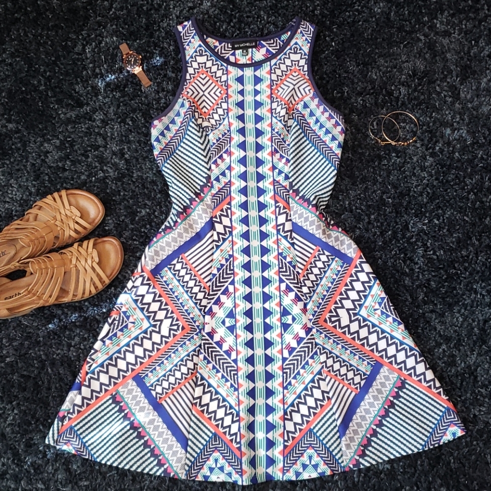 Geometric Skater Dress